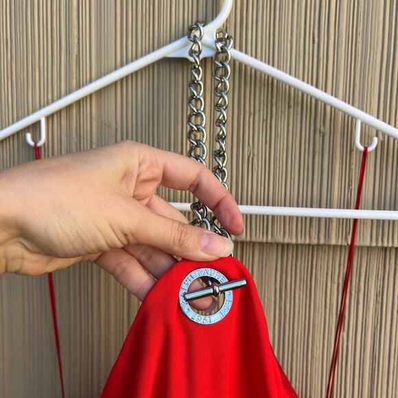 Ralph Lauren Black Label Red Chain Halter Dress Size 6 - Picture 5 of 12